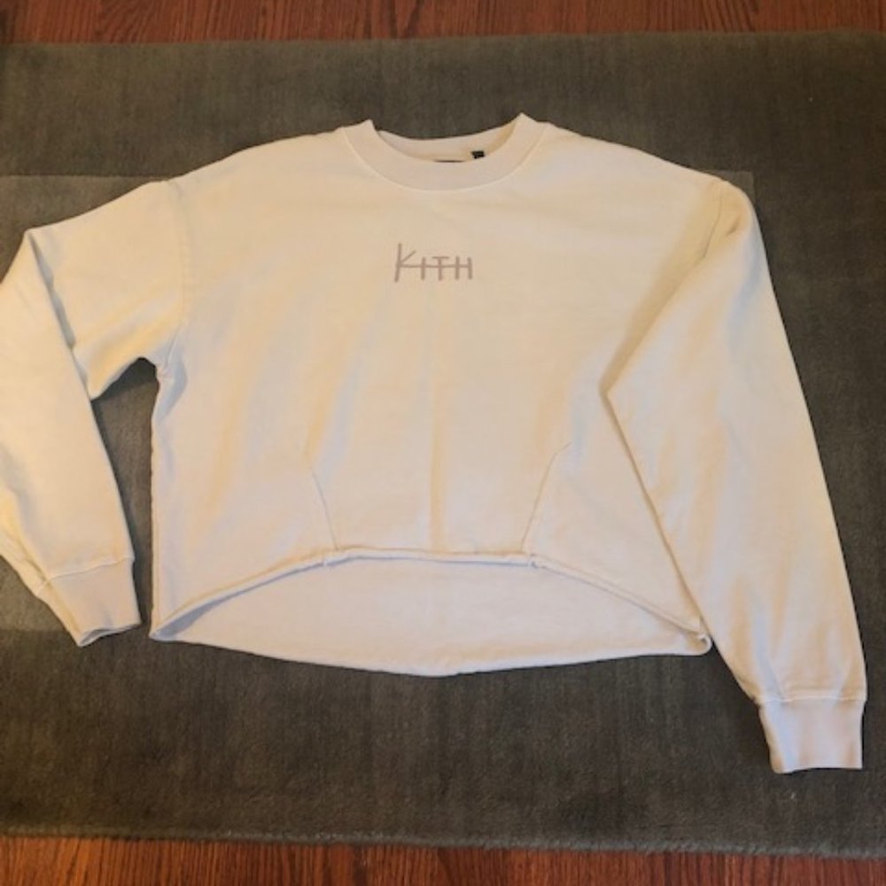 KITH Ksubi Pullover Crewneck Cropped Sweatshirt, cream/washed blush, Small S